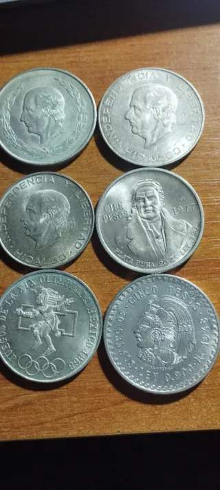 Lote de 6 monedas de México de plata