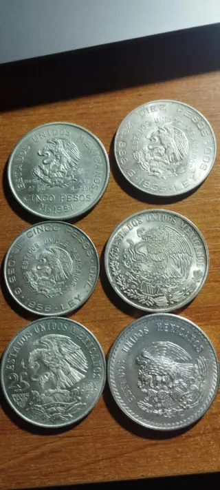 Lote de 6 monedas de México de plata