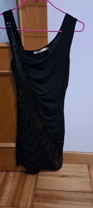 Vestido fiesta INSIDE negro lentejuelas S
