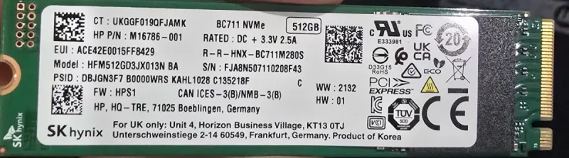 SSD 512GB SK hynix  NVMe PCIe Gen3x4
