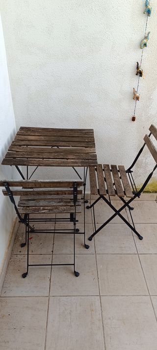 Mesa y 2 Sillas Plegables Terraza