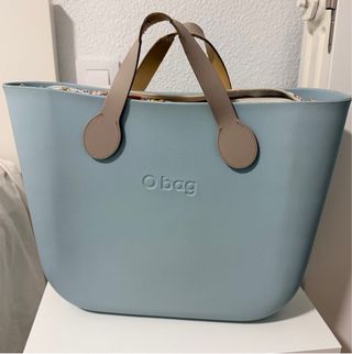 Bolso O bag azul y beige