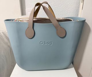 Bolso O bag azul y beige