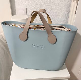Bolso O bag azul y beige