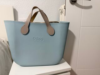 Bolso O bag azul y beige