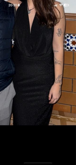 Vestido fiesta negro con brillantes