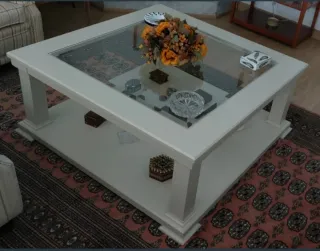 Mesa Centro Madera Maciza y Cristal