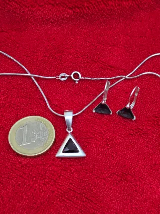 Conjunto Plata Triángulo Azul