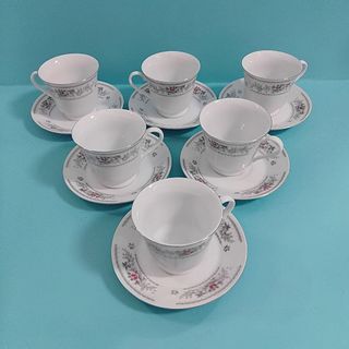 Juego 6 servicios café/té porcelana floral