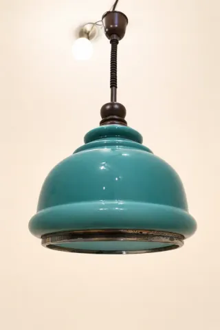 Candeeiro Teto Vintage Madeira Vidro