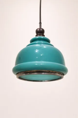 Candeeiro Teto Vintage Madeira Vidro