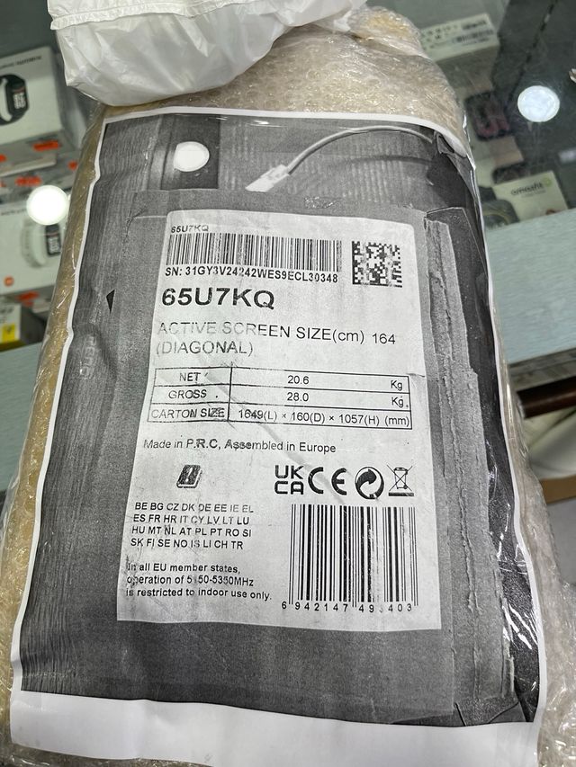 Placa Main Hisense TV 65U7KQ , pack con luces led