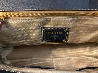 Bolso Prada Vintage Lona y Piel Beige/Negro
