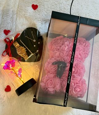 Pack Regalo San Valentín Oso Rosa y Joyas