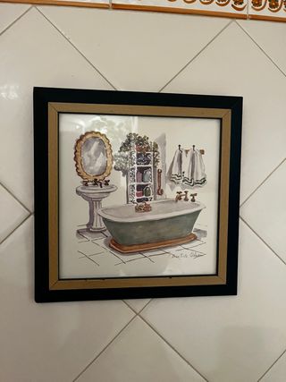 Cuadro baño acuarela