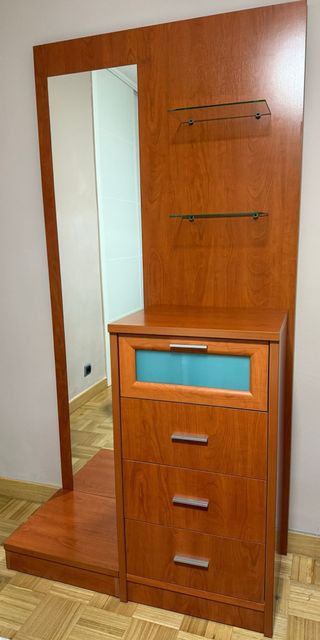 Cómoda con espejo madera y cristal