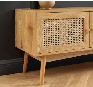 Mueble TV madera y ratán