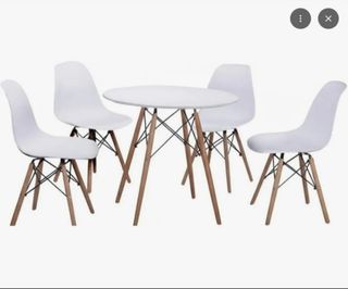 Mesa Nórdica Blanca Patas Madera