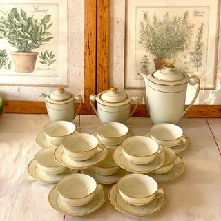 Juego Café Limoges Porcelana Francesa Antiguo