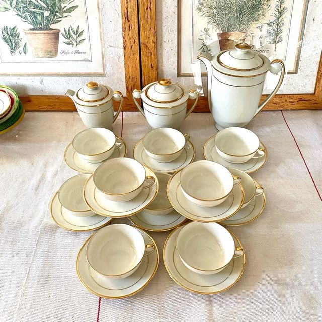 Juego Café Limoges Porcelana Francesa Antiguo