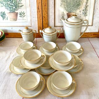 Juego Café Limoges Porcelana Francesa Antiguo