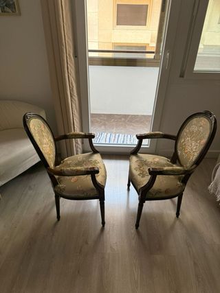 Pareja Sillas Barroco Vintage Tapizadas