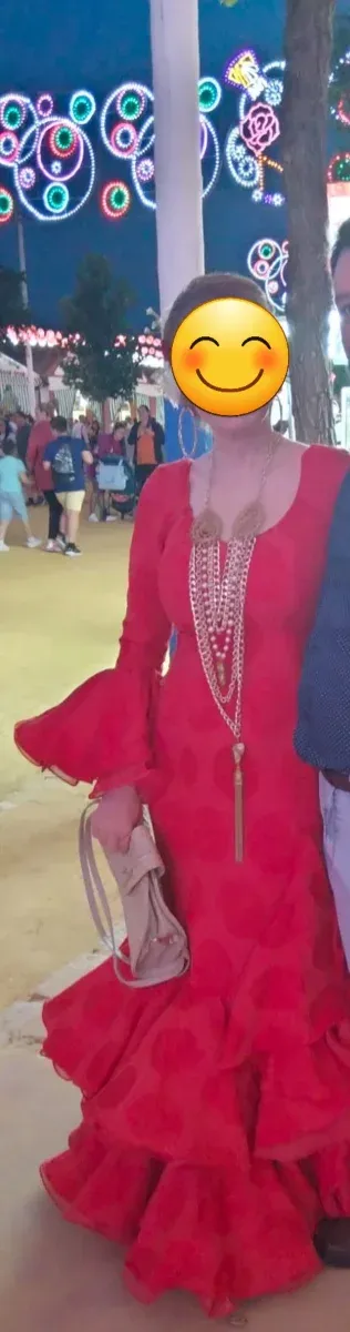 Traje de Flamenca Espectacular de Pasarela Rojo