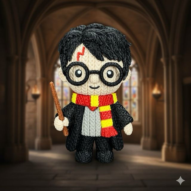 Figura Harry Potter tejido crochet 3D
