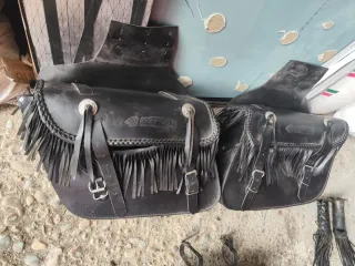 Alforjas KEN ROD Cuero Negro Moto Cruiser