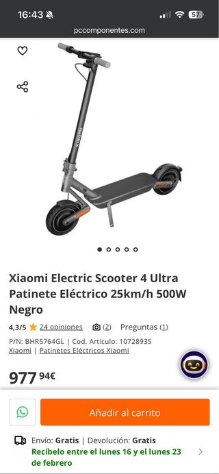 Xiaomi 4 ultra patinete electrico