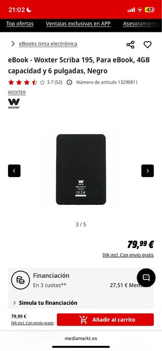 Ebook Woxter Scriba 195 4GB Negro