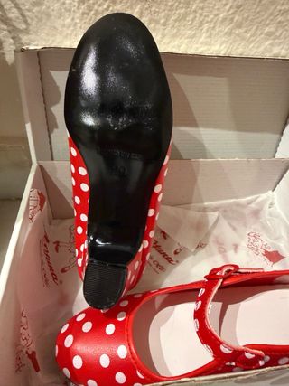 Tacones Flamenco Niña Lunares Rojos