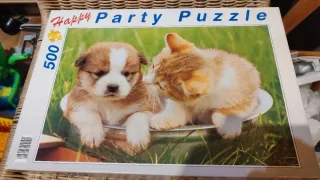 Puzzle 500 piezas Cachorros y Gatito
