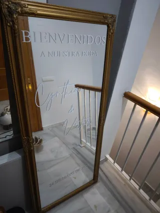 Espejo Bienvenida Boda Dorado