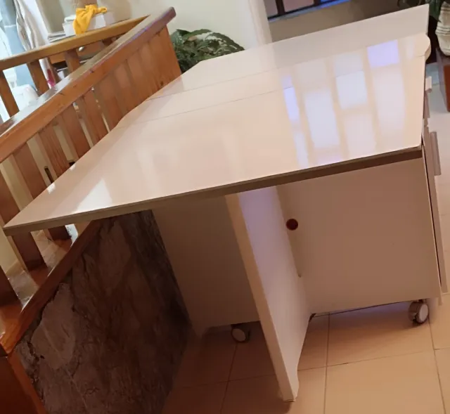 Mesa Plegable Multifunción con Cajón y Puerta