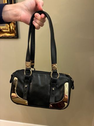 Borsa YSL Vintage in Pelle Nera e Oro
