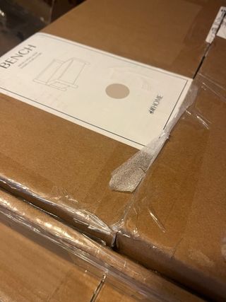 Banco infantil de almacenaje beige