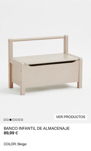 Banco infantil de almacenaje beige