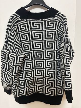 Cardigan geometrico nero e bianco