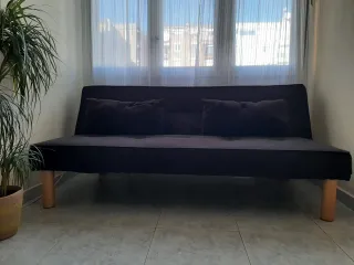 Sofá Cama Tela Negro 2 Plazas