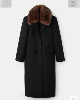 Abrigo de lana con cuello de pelo Totalmente nuevo