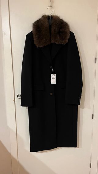 Abrigo de lana con cuello de pelo Totalmente nuevo