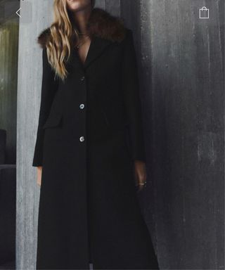 Abrigo de lana con cuello de pelo Totalmente nuevo