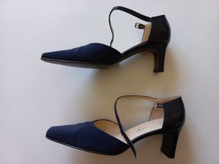 Scarpe Lady Vintage Pelle e Tessuto Blu