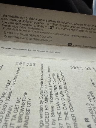 Cinta Casete Guns N' Roses - Appetite for Destruct