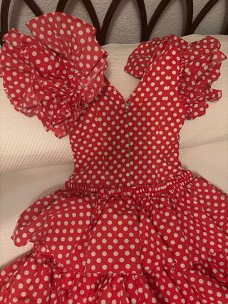 Vestido de flamenca niña rojo lunares