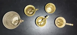 8 piezas antiguas cobre/bronce, incluye 2 lámparas