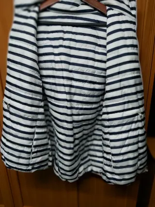 Chaquetón mujer rayas azul y blanco reversible