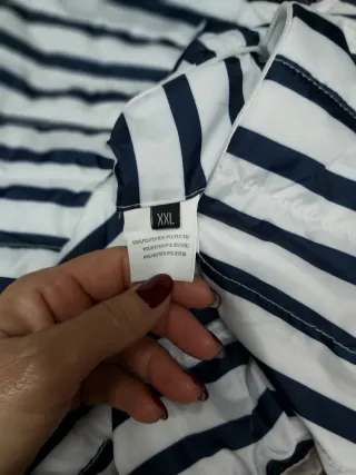 Chaquetón mujer rayas azul y blanco reversible