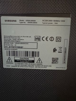 Samsung 43” smart TV negra